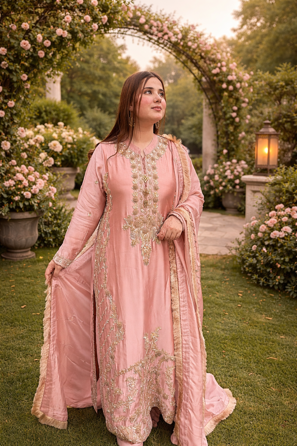 Elegant evening in a blooming garden Elegant evening in a blooming garden