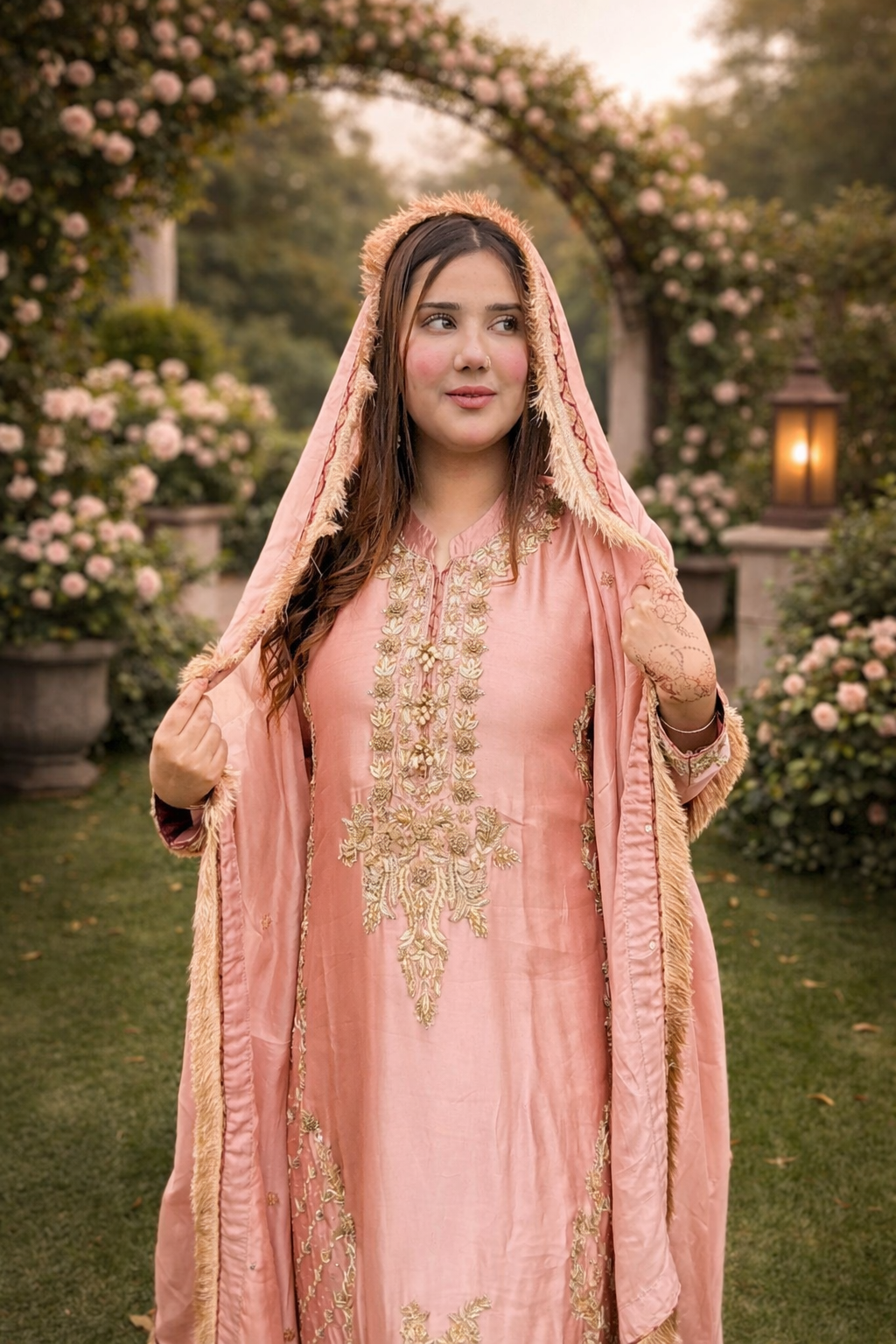 Grace in a floral archway Grace in a floral archway