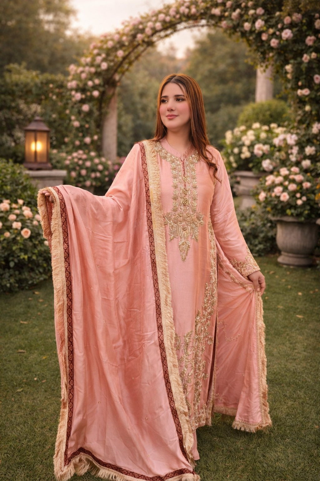 Graceful woman in blooming garden Graceful woman in blooming garden