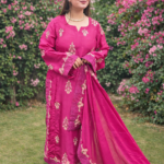 Vibrant Magenta with Golden Embroidery