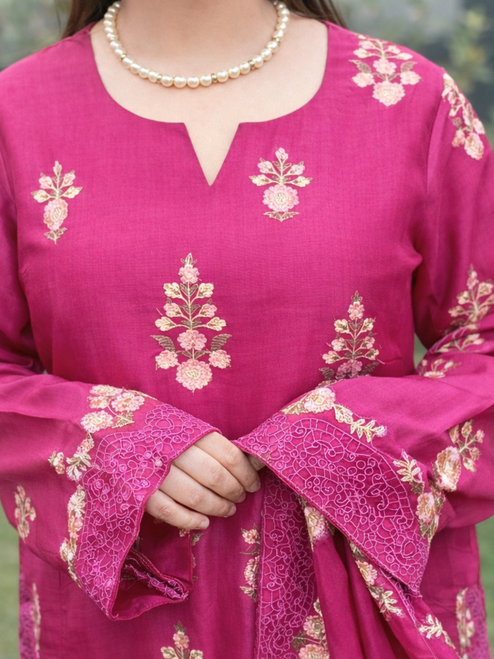 Magenta with Gold Embroidery Magenta with Gold Embroidery